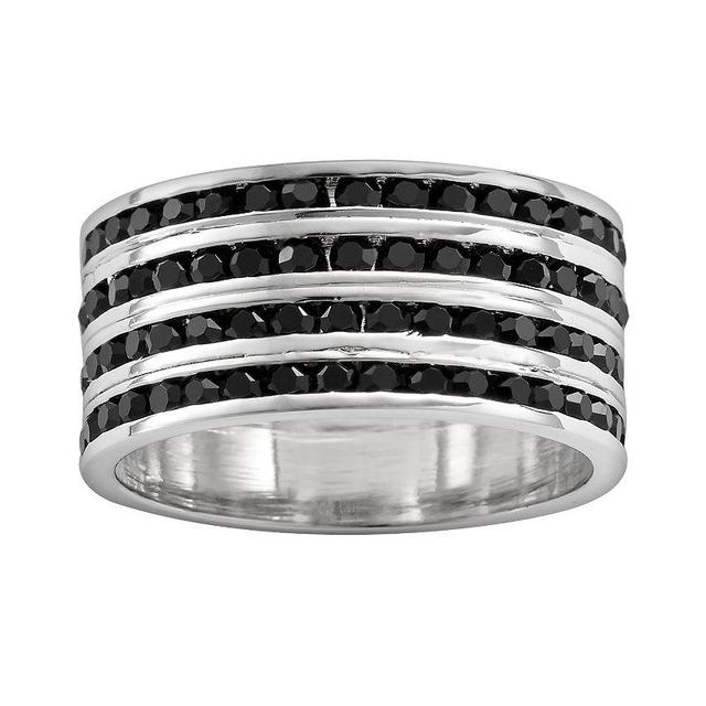 Traditions Jewelry Company Sterling Silver Crystal Eternity Ring, Womens Black Product Image