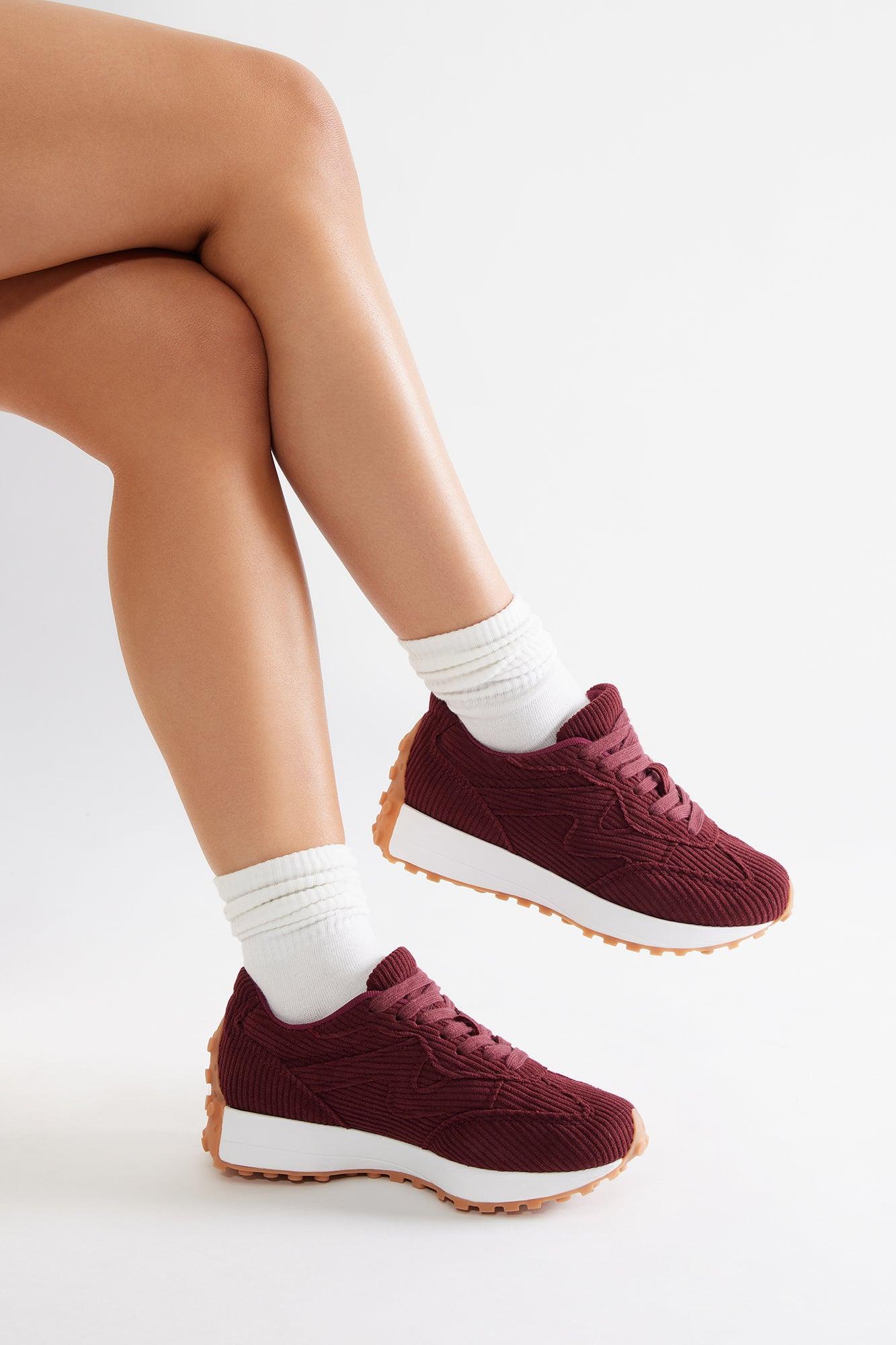 Dara Platform Sneakers - Burgundy Product Image