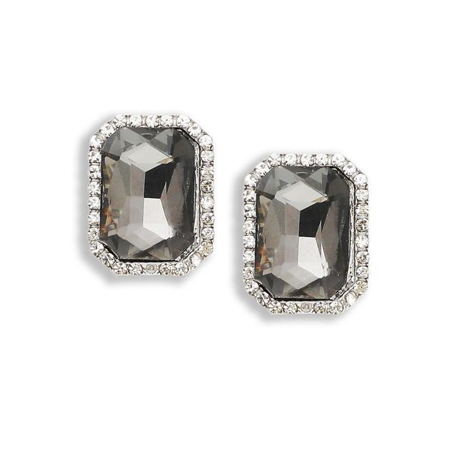 Sohi Womens Black Stone Stud Earrings Product Image