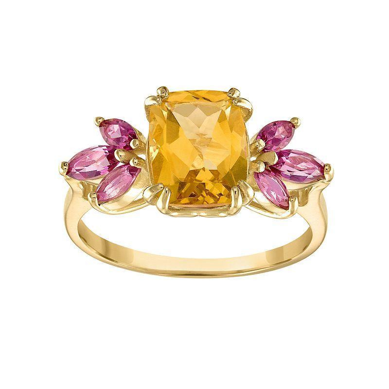 Tiara 10k Gold Citrine & Pink Topaz Ring, Womens Yellow Product Image