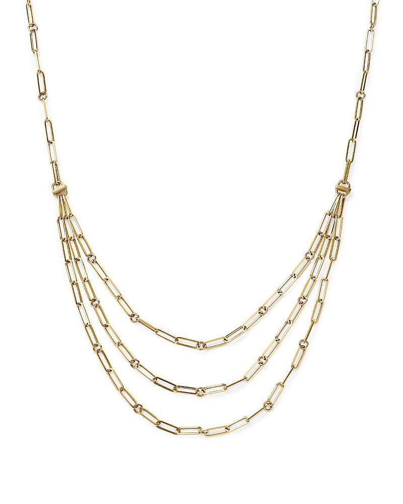 Womens 18K Yellow Gold & Diamond Triple-Strand Paperclip Chain Necklace Product Image