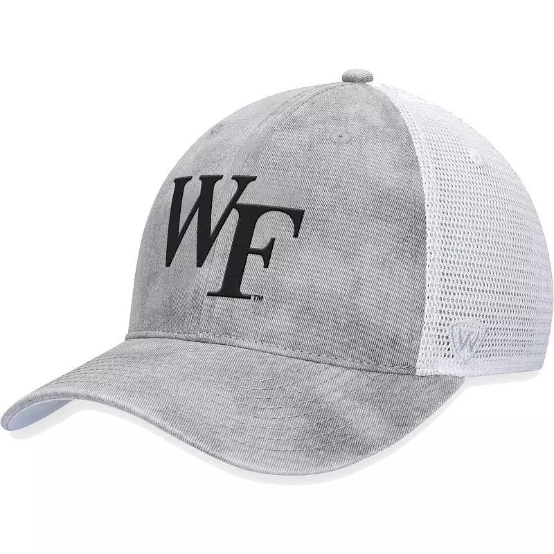 Mens Top of the World Gray/White Wake Forest Demon Deacons Slate Trucker Adjustable Hat Product Image