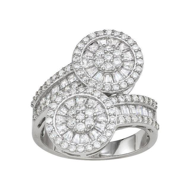 Designs by Gioelli Sterling Silver Cubic Zirconia Dual Halo Bypass Ring, Womens Product Image