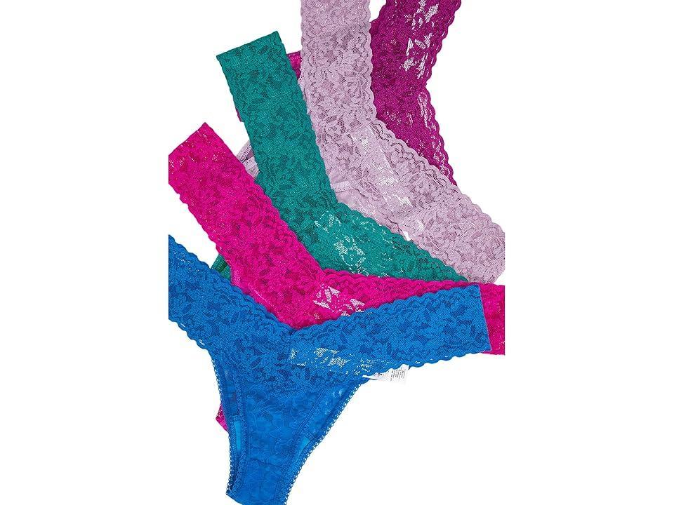 Hanky Panky Signature Lace Low Rise Thong 5-Pack (Tempting Turquoise/Sapphire /White/Twilight Purple/Hyacinth) Women's Underwear Product Image