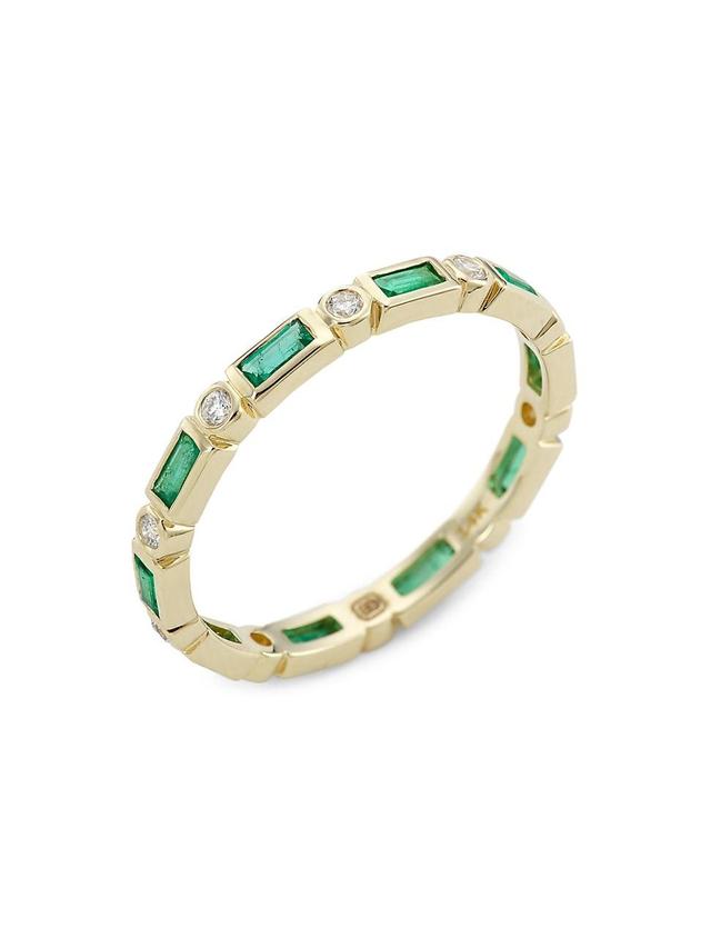 Womens 14K Yellow Gold, Emerald, & Diamond Eternity Ring Product Image