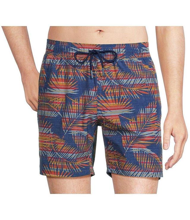 Rowm Leaf Print 6#double; Inseam Swim Trunks Product Image