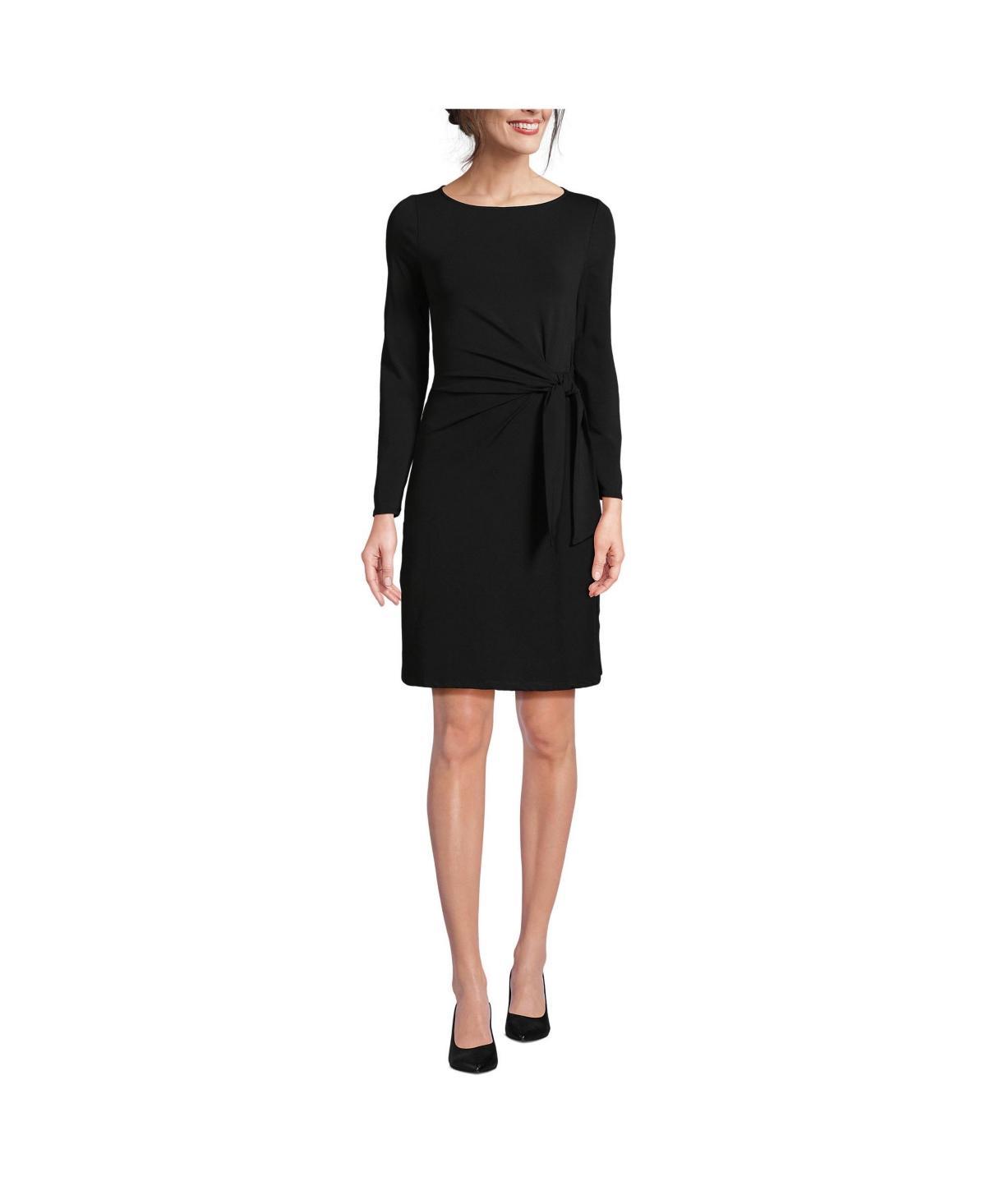 Lands End Womens Boatneck Long Sleeve Tie Waist Dress Product Image