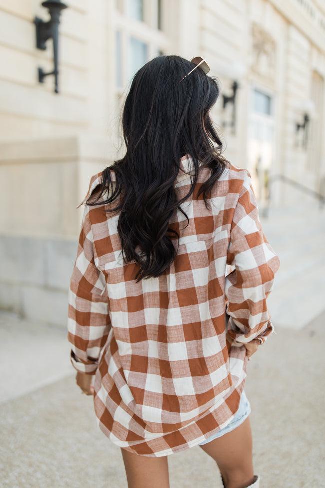 Made Me Realize Tan Plaid Button Front Shirt FINAL SALE Product Image