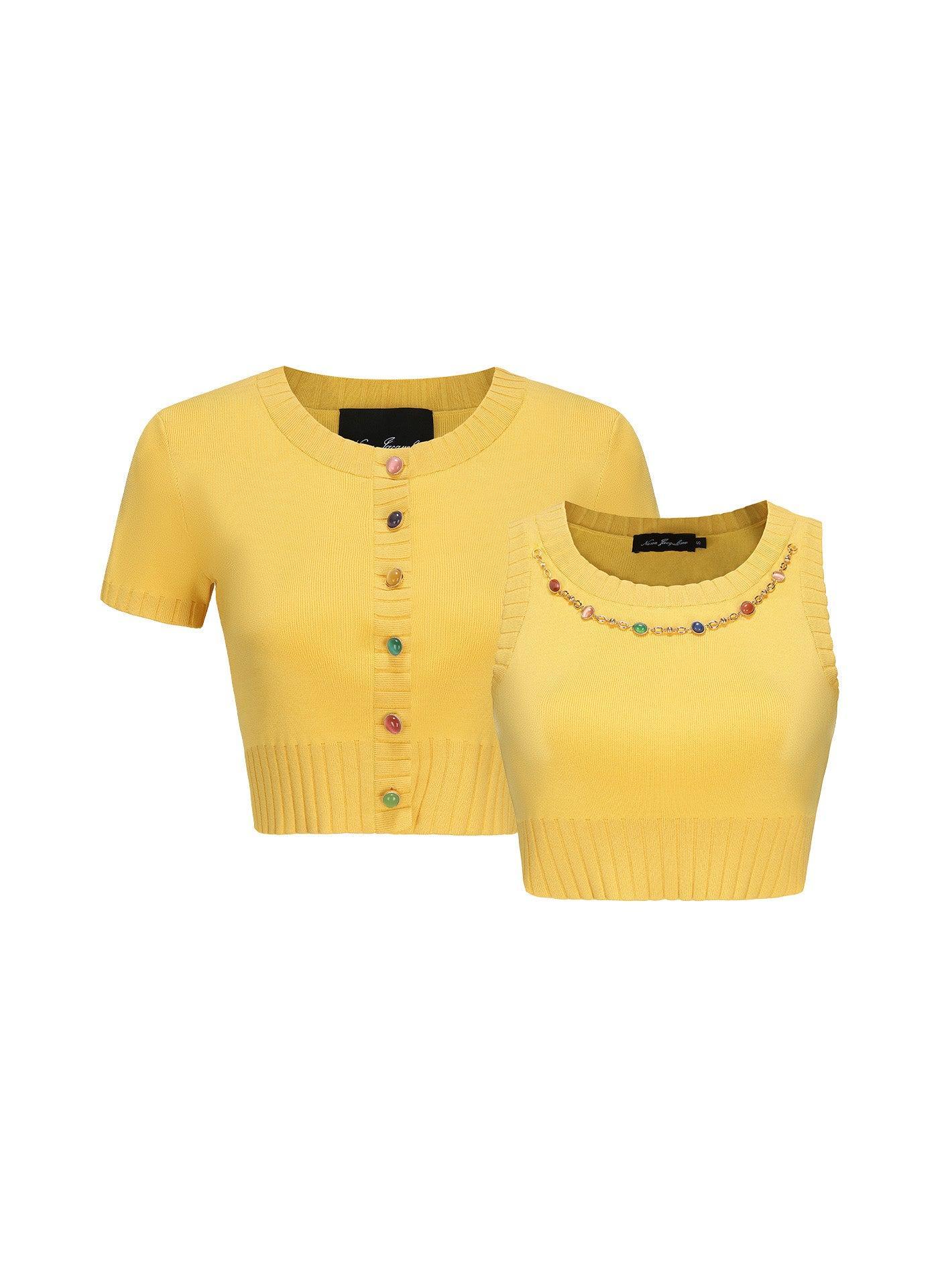 Kennedy Knit Top Set (Yellow) Product Image