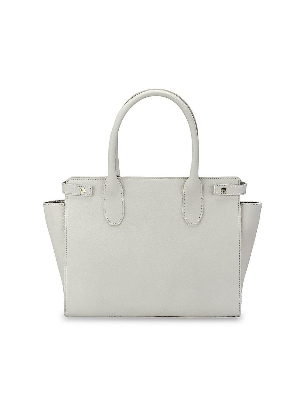 Gigi New York Reese Leather Tote Bag - WHITE Product Image