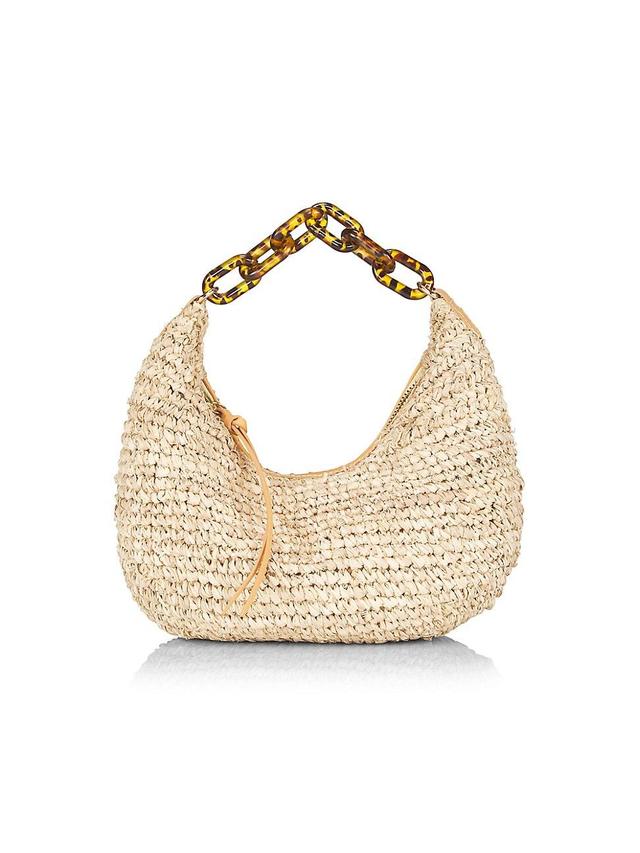 Womens The Josie Chain & Crocheted Raffia Hobo Bag Product Image