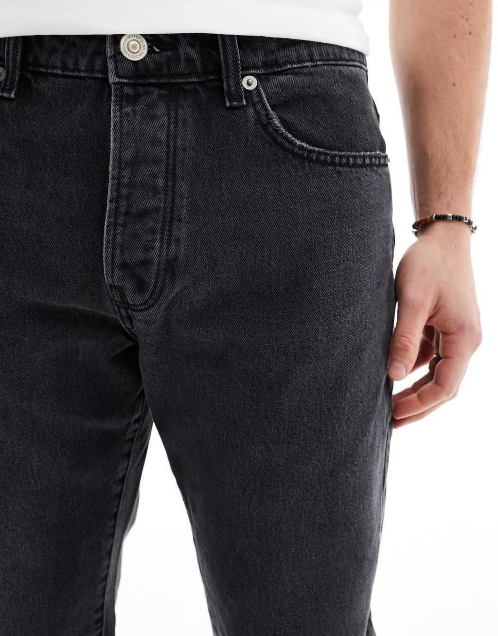 Only & Sons Edge straight fit jeans in black wash Product Image