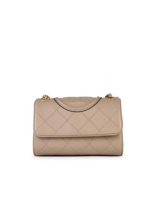 TORY BURCH Fleming Small Leather Crossbody Bag Nude In Tan Product Image