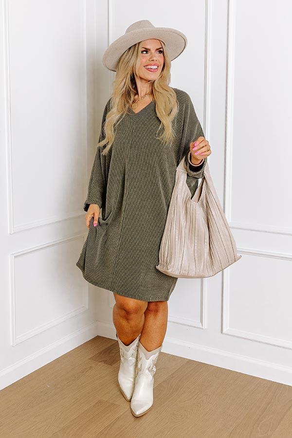 Casual Chats Shift Dress In Olive Curves Product Image