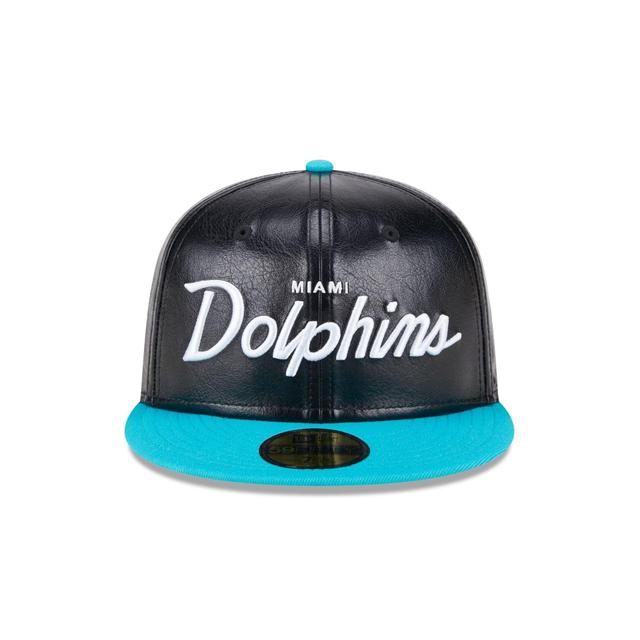 Miami Dolphins Faux Leather Crown 59FIFTY Fitted Hat Male Product Image