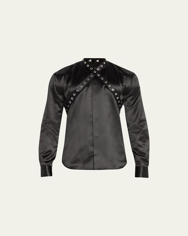 Mens Duchesse Satin Shirt with Eyelet Strap Product Image