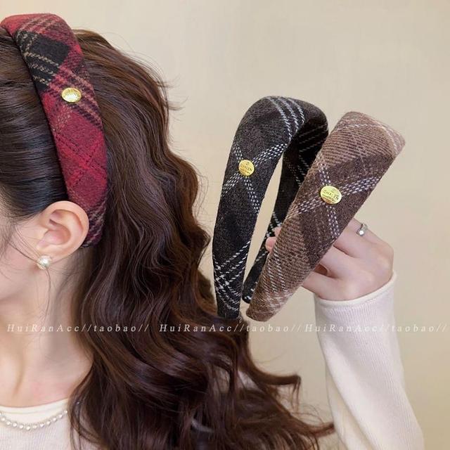 Plaid Thick Headband Product Image