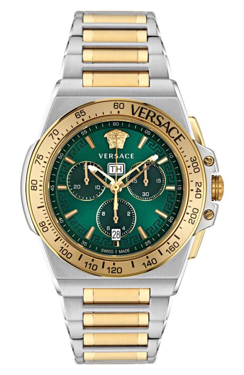 VERSACE Men's Swiss Chronograph Greca Extreme Two-tone Stainless Steel Bracelet Watch 45mm In Two Tone Product Image