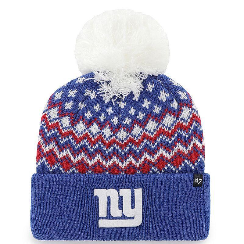 Womens 47 Royal New York Giants Elsa Cuffed Pom Knit with Hat Product Image