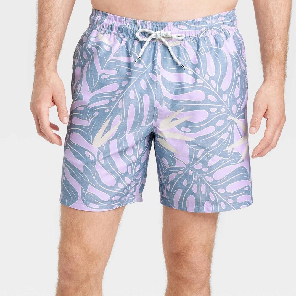 Mens 5 Tree Print Woven Swim Shorts - Goodfellow & Co Purple XXL Product Image