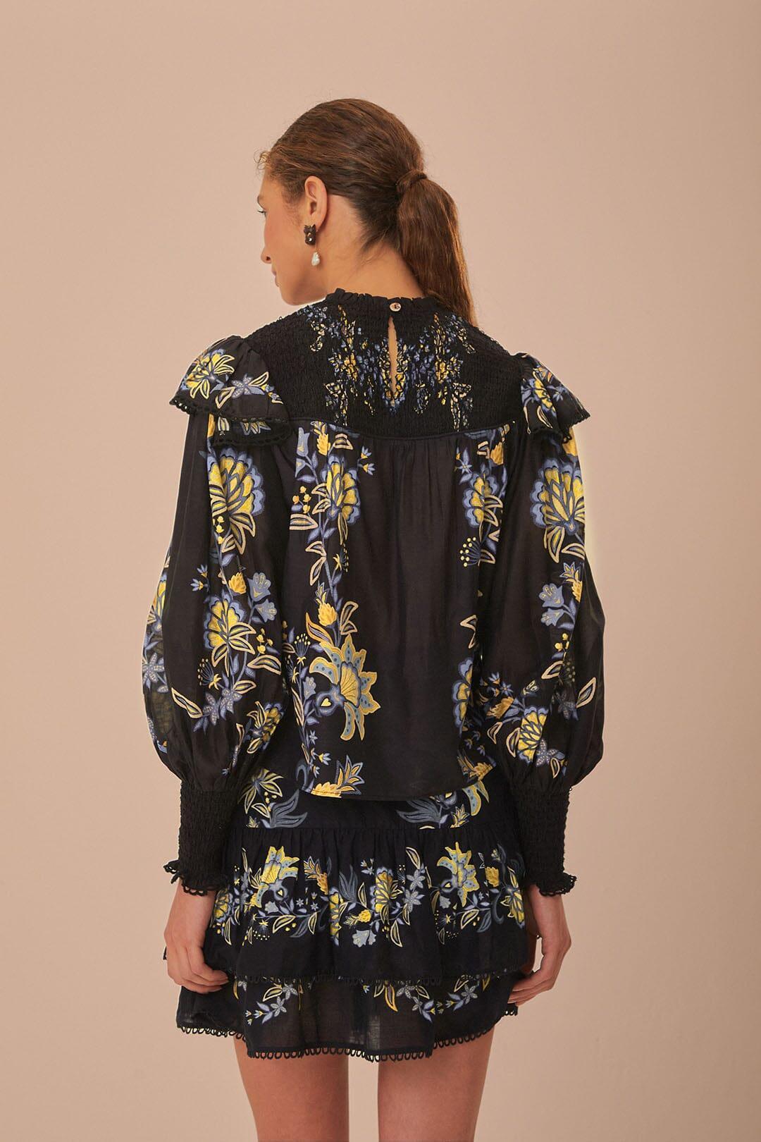 Black Stitched Garden Blouse Product Image