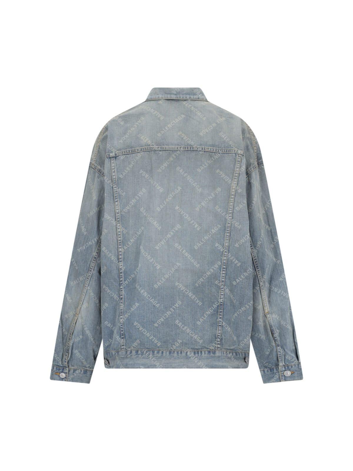 BALENCIAGA Bal Diagonal Allover Oversized Jacket In Blue Product Image