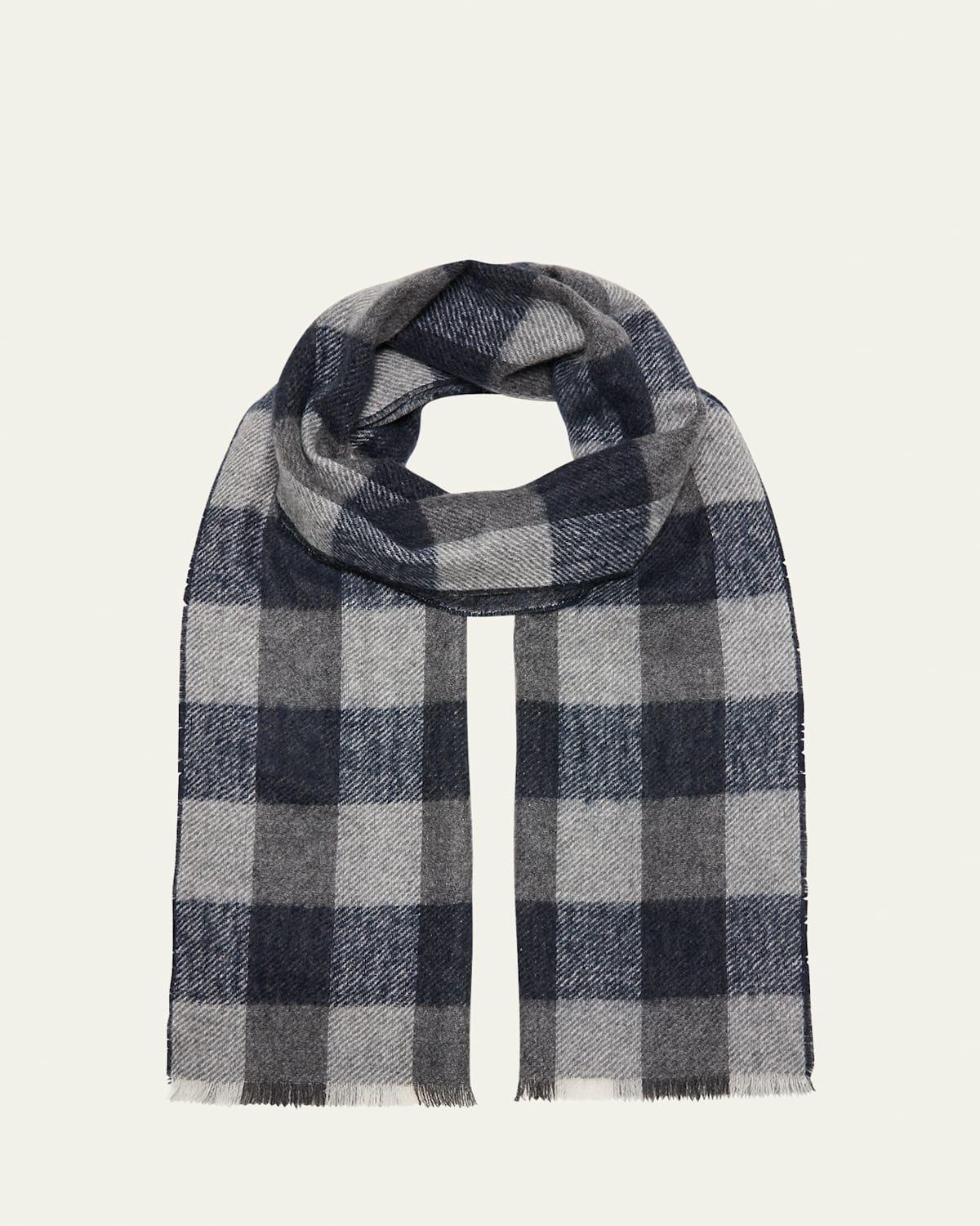 Mens Cashmere Doubled-Faced Check Scarf Product Image