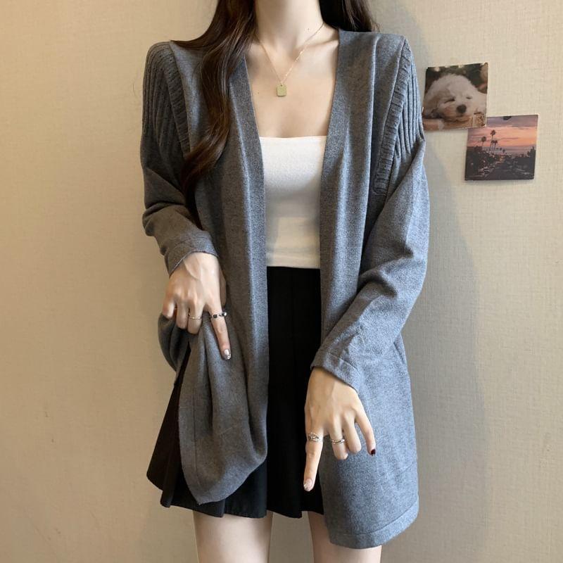 Ribbed Open Front Cardigan Product Image