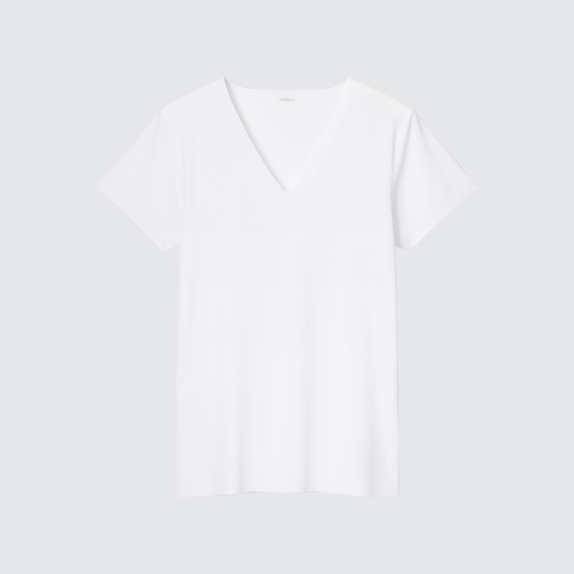 Mens Airism Mesh Anti-Odor V-Neck T-Shirt with Moisture-Wicking White XS UNIQLO US Product Image