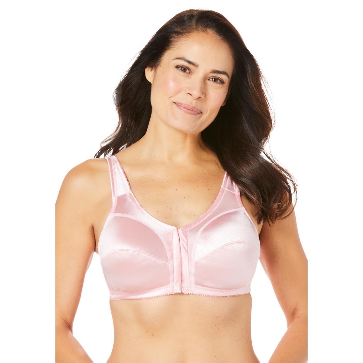 Comfort Choice Womens Front-Close Satin Wireless Bra Product Image