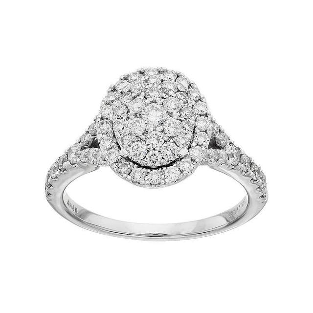 Simply Vera Vera Wang 10th Anniversary 14k White Gold 1 ct. T.W. Diamond Cluster Engagement Ring, Womens 14k Whgold Product Image