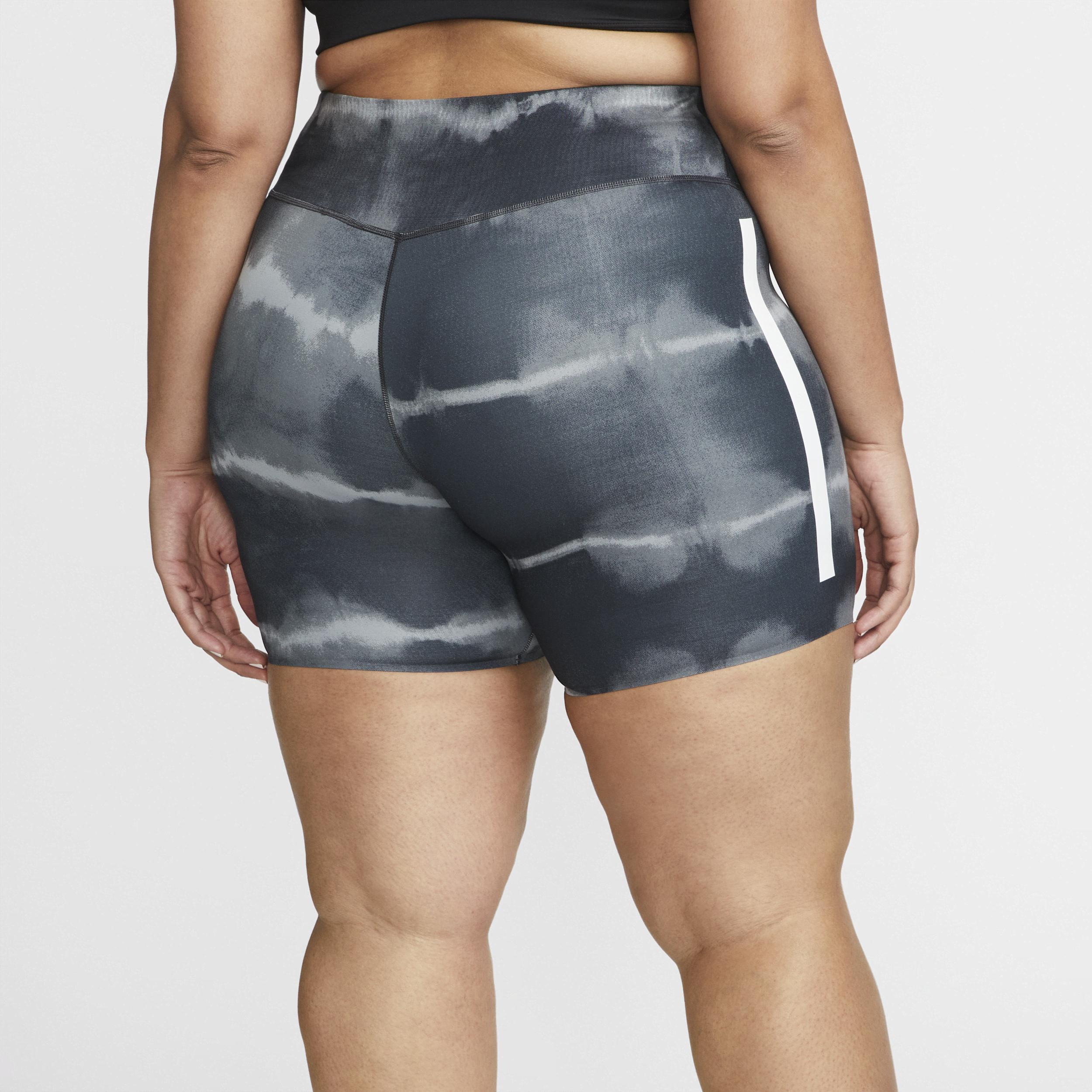 Nike Women's One Luxe 7" Mid-Rise Printed Training Shorts (Plus Size) in Black, Size: 1X  Product Image