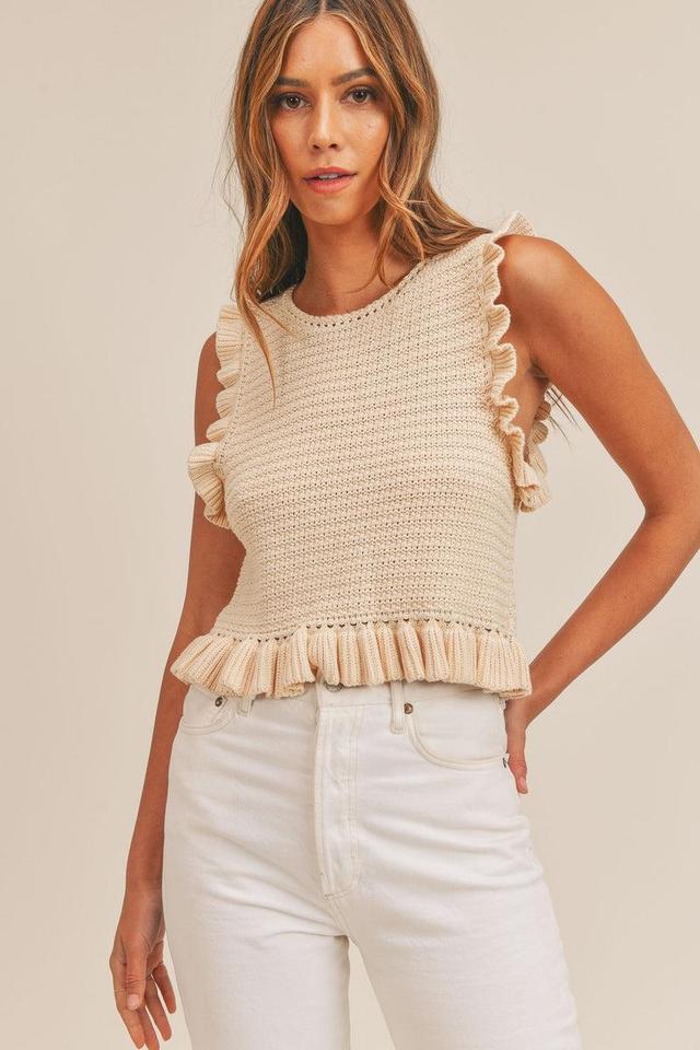 Ruffle S/L Crochet Top Product Image