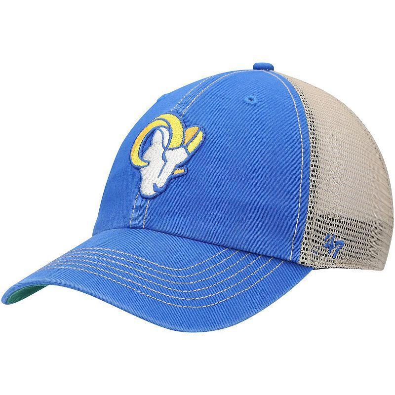 Mens 47 Royal/Natural Los Angeles Rams Head Trawler Trucker Clean Up Snapback Hat Product Image