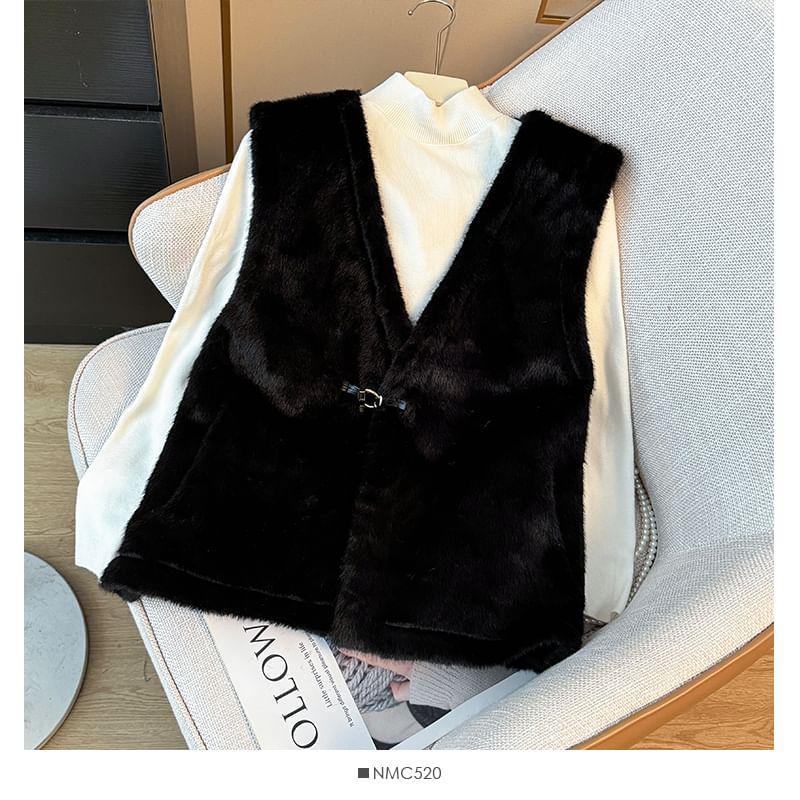 Faux-Fur Vest Jacket Product Image