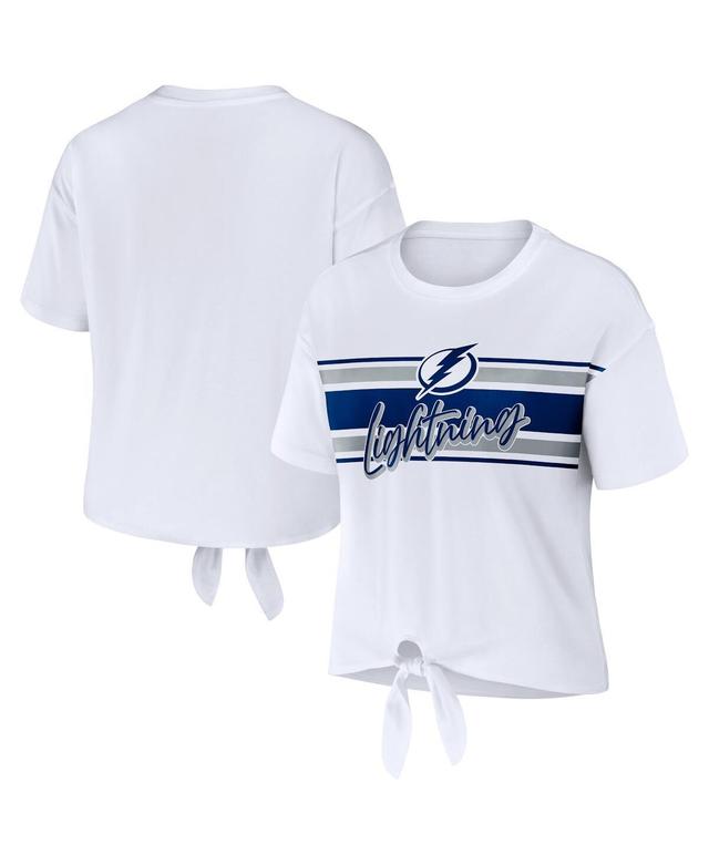 Womens WEAR by Erin Andrews White Tampa Bay Lightning Front Knot T-Shirt Product Image