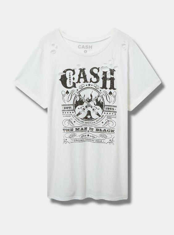 Johnny Cash Relaxed Fit Cotton Distressed Tee Product Image