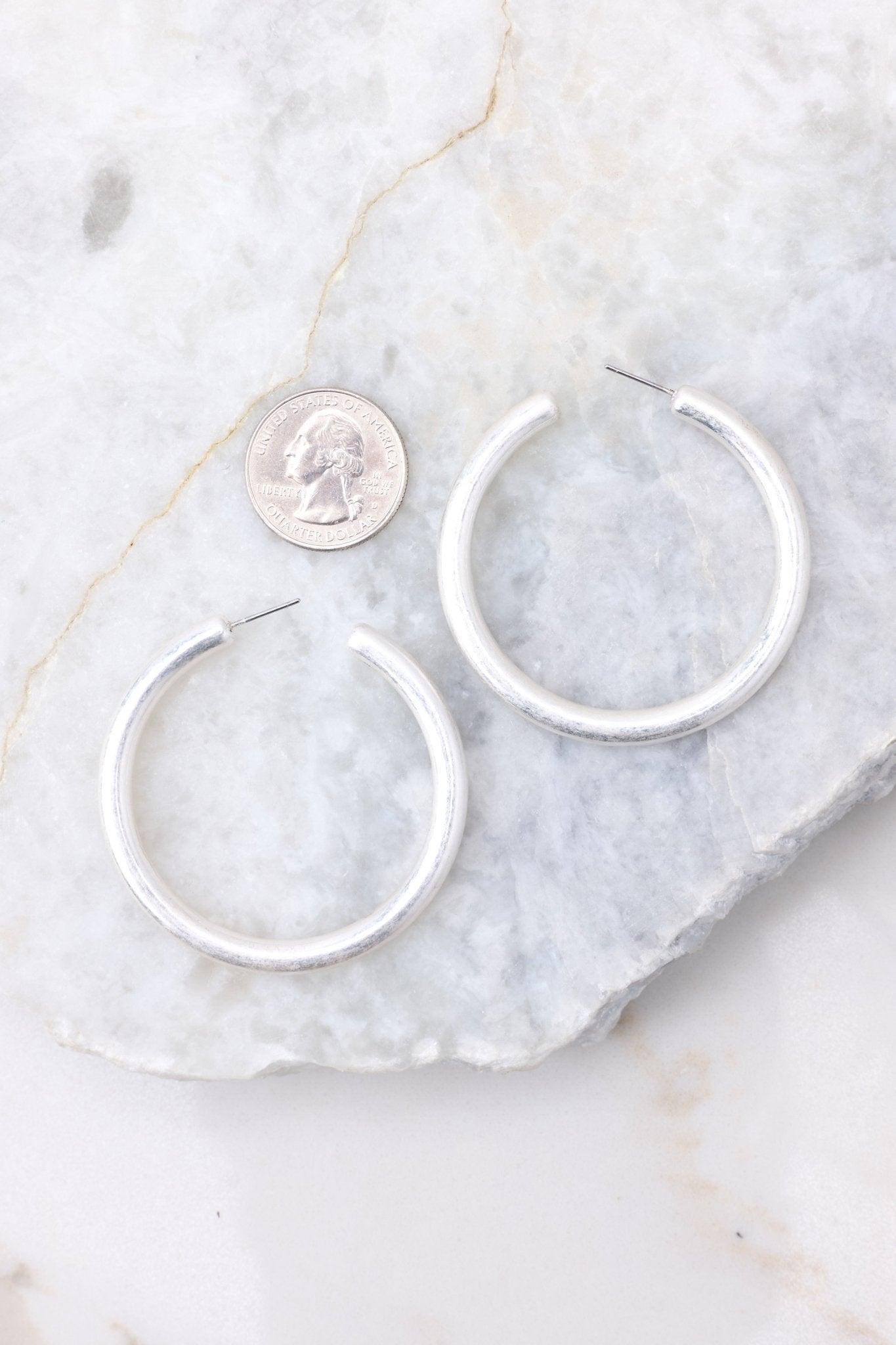 Get To It Worn Silver Hoop Earrings Product Image