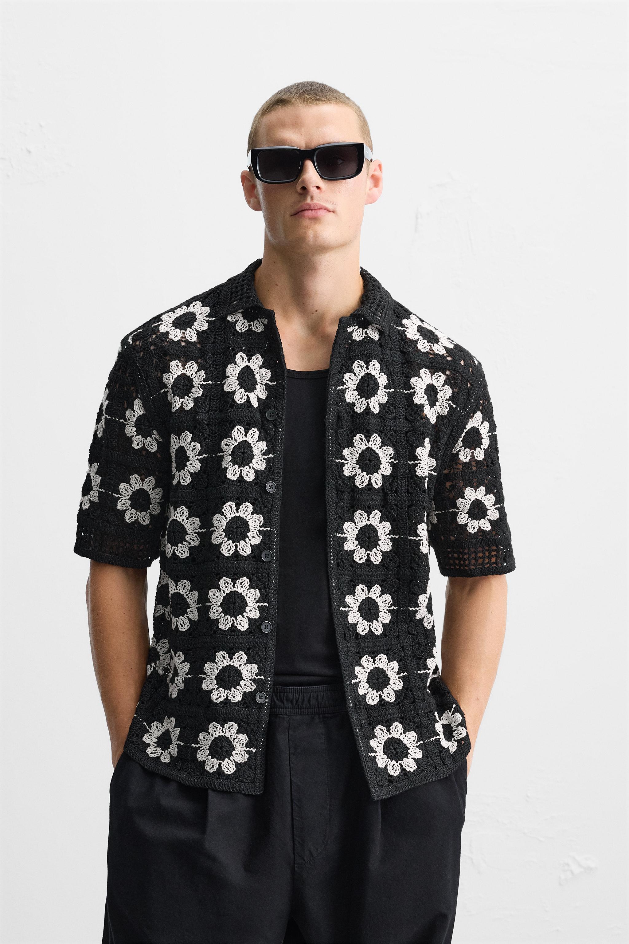 GEOMETRIC CROCHET SHIRT Product Image