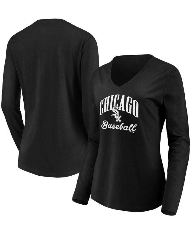 Womens Fanatics Branded Chicago White Sox Official Logo Long Sleeve V-Neck T-Shirt Product Image