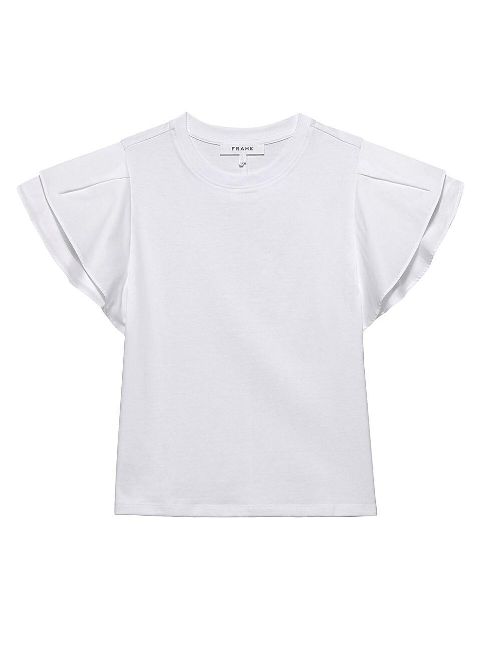 Womens Cotton Puff-Sleeve Crewneck T-Shirt Product Image