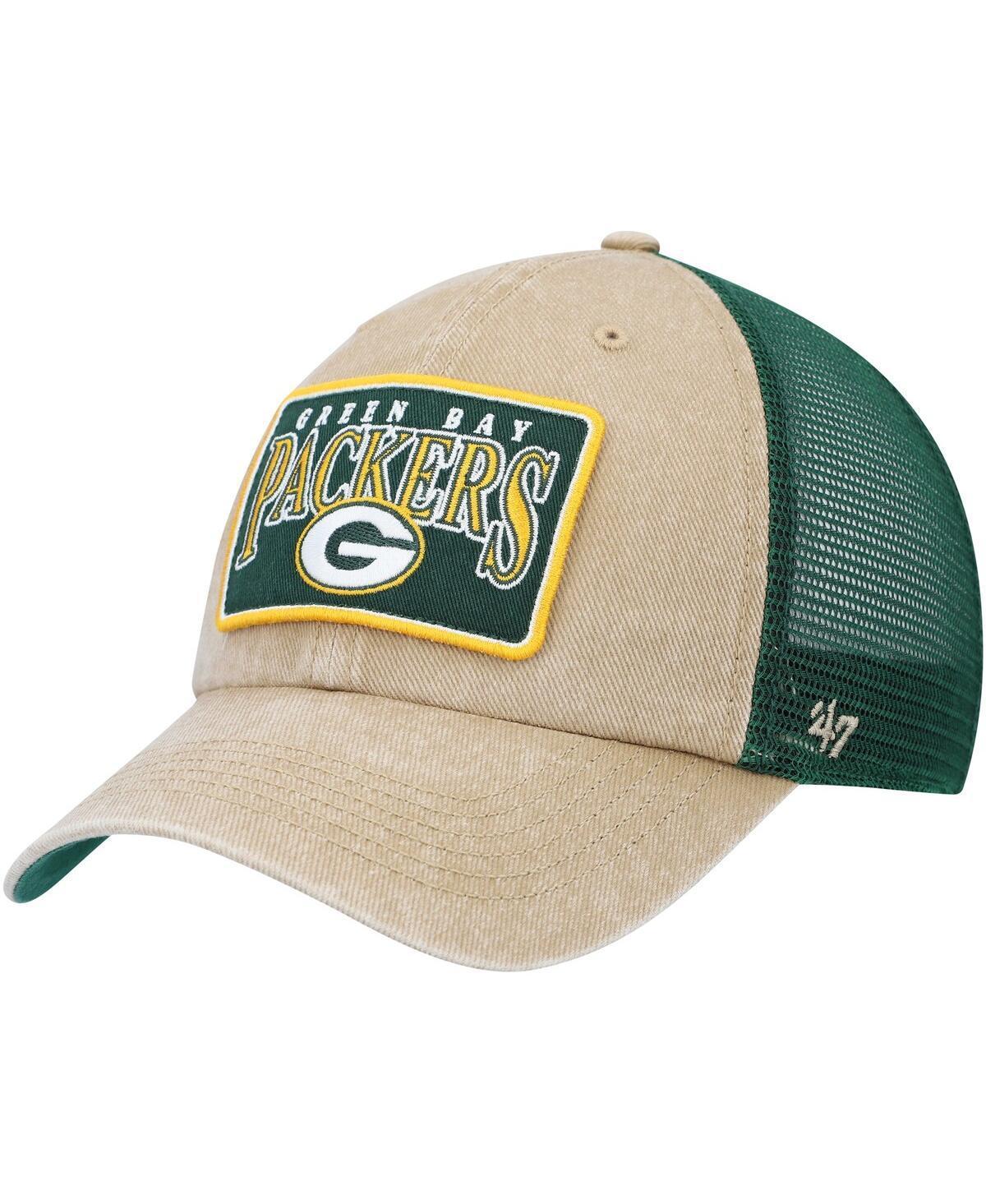 Mens 47 Brand Khaki Green Bay Packers Dial Trucker Clean Up Snapback Hat - Khaki Product Image