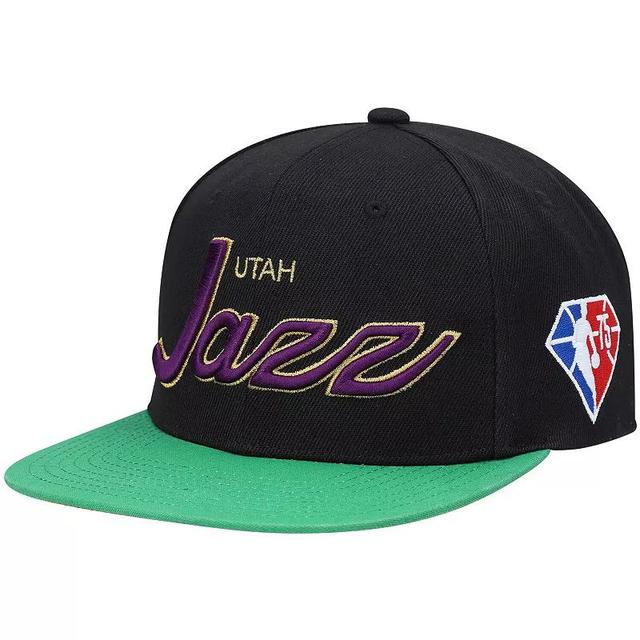 Mens Mitchell & Ness Black Utah Jazz NBA 75th Anniversary Snapback Hat Product Image