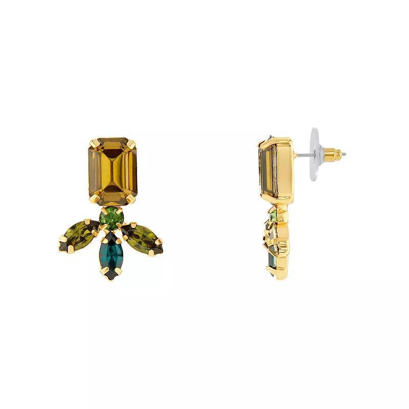 Emberly Gold Tone Green Simulated Stone Cluster Stud Earrings, Womens Product Image