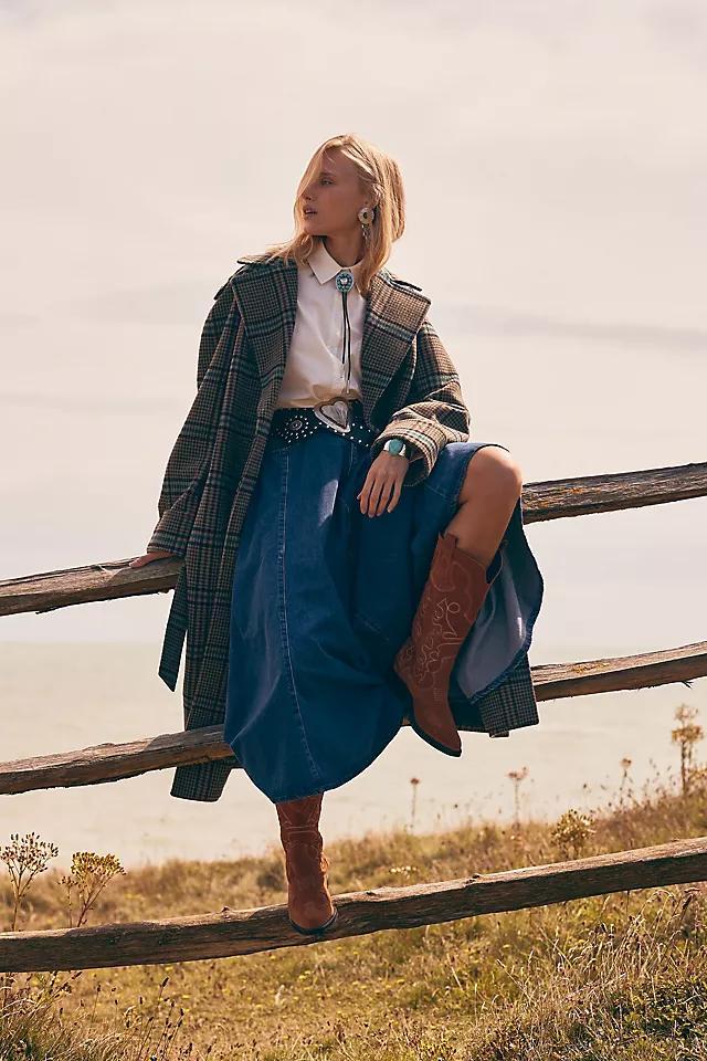 By Anthropologie Belted Plaid Long Robe Coat  Product Image