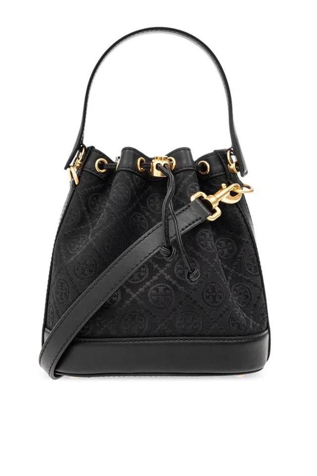 TORY BURCH T Monogram Drawstring Bucket Bag In Black Product Image