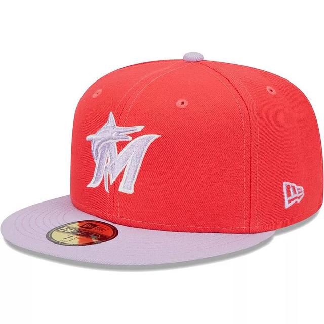 Mens New Era /Lavender Miami Marlins Spring Color Two-Tone 59FIFTY Fitted Hat Product Image