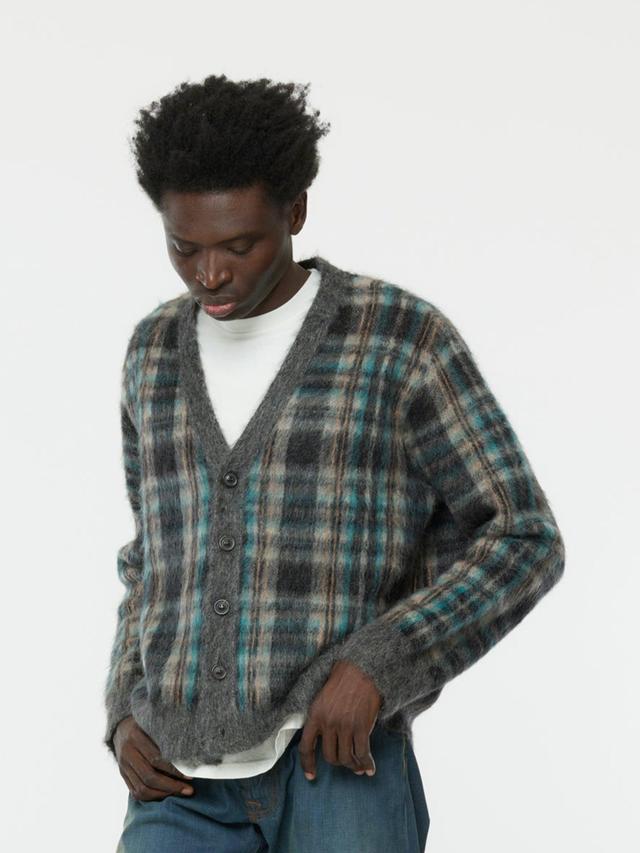 Brushed Check Cardigan (Petrol) Product Image