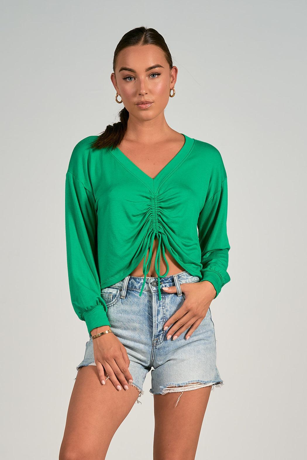 L/S V NECK CINCH TOP Female Product Image