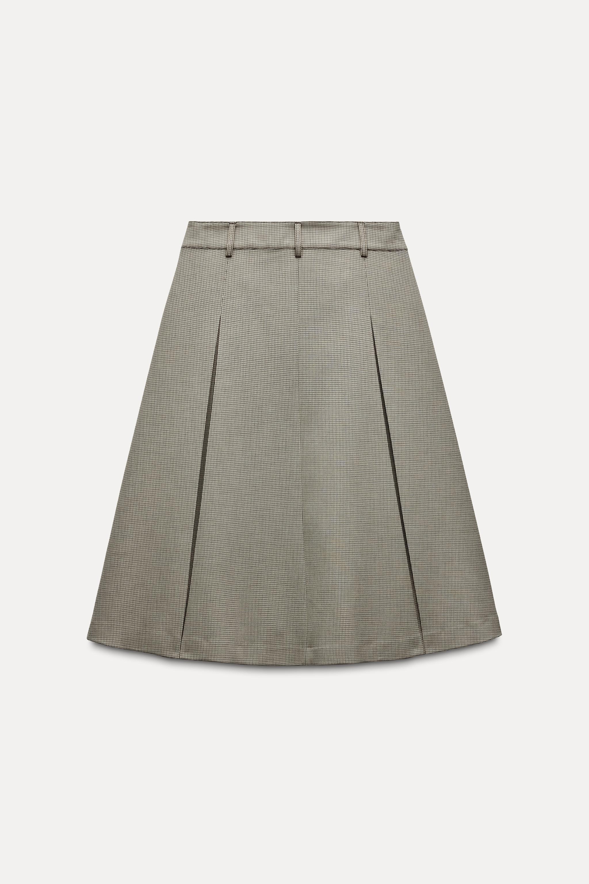 CHECKERED MIDI SKIRT ZW COLLECTION Product Image